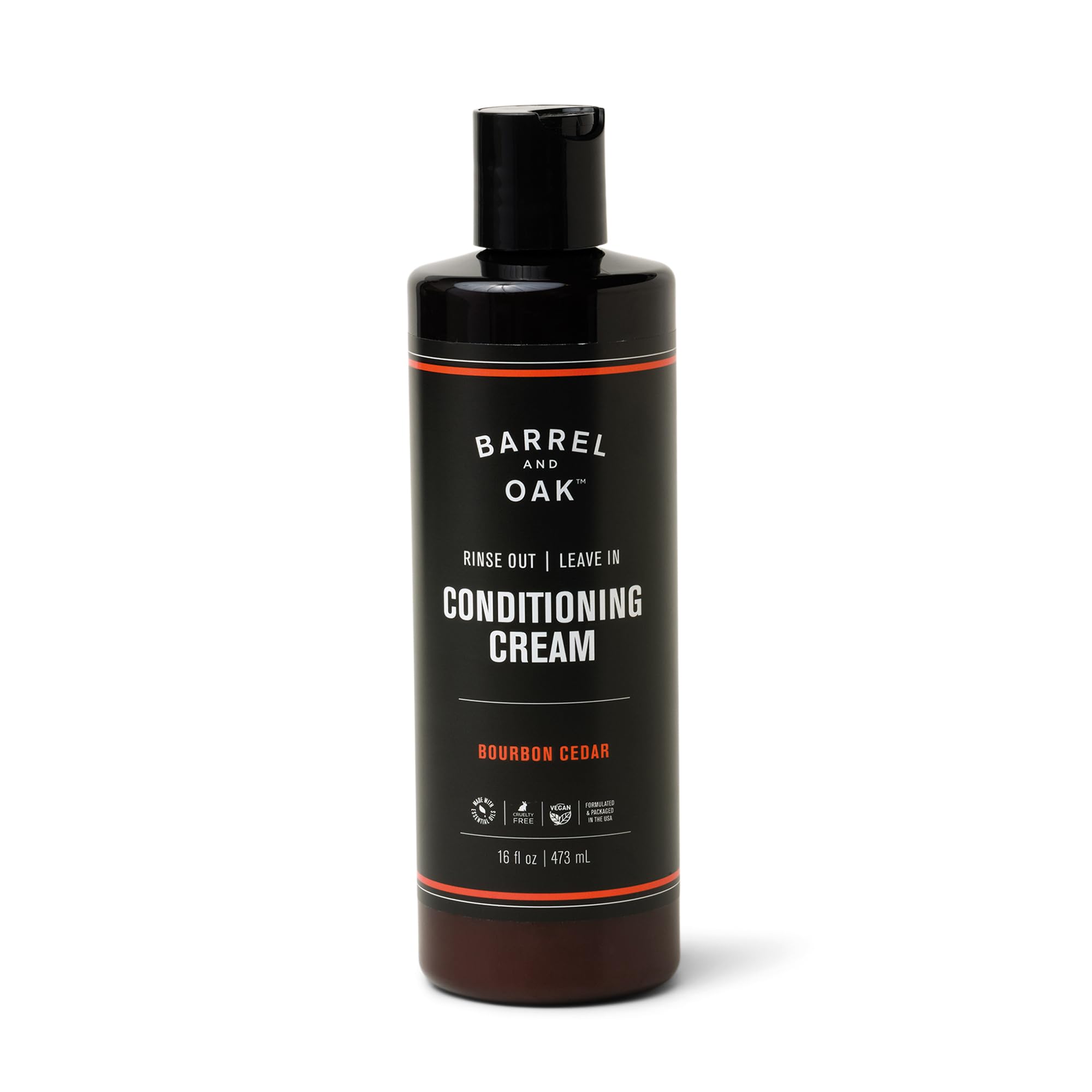 Barrel & Oak Leave-In Cream bottle for daily conditioning and shine.
