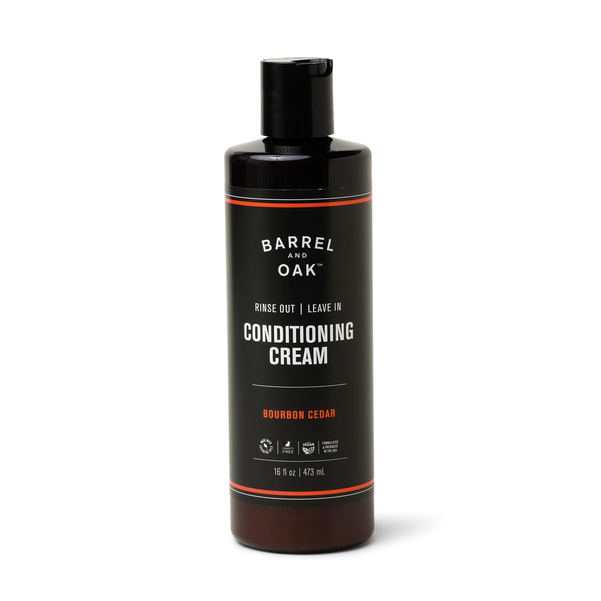 Barrel & Oak Leave-In Cream bottle for daily conditioning and shine.