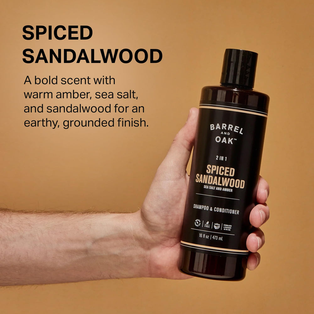 Barrel & Oak shea butter moisturizes and smooths hair.