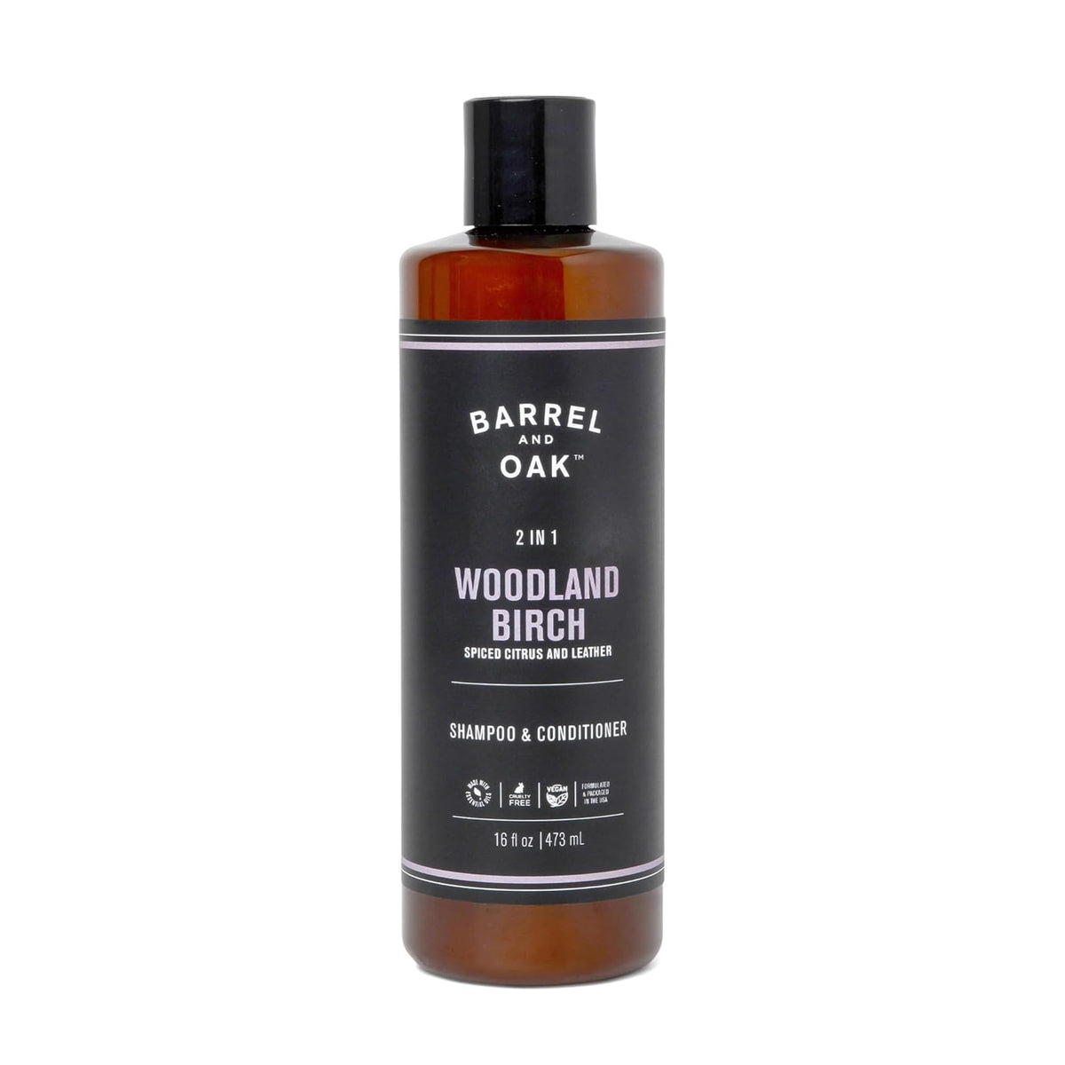 Barrel & Oak 2-in-1 shampoo bottle for quick daily cleanse.