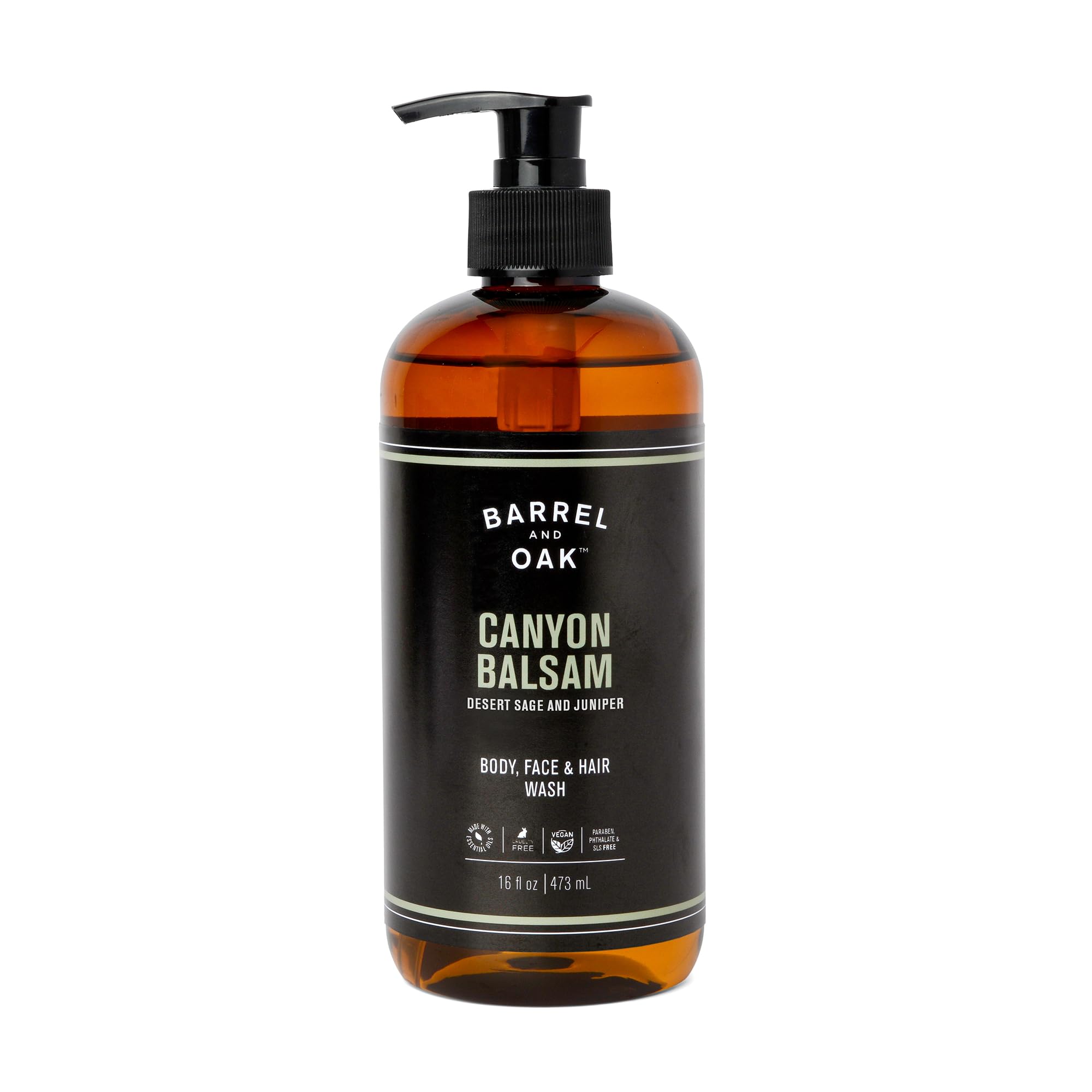 Barrel & Oak all-in-one wash bottle front view for convenient daily cleansing.