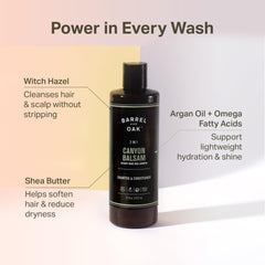 Barrel & Oak argan oil hydration detail signals nourished, smoother hair.