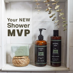 Barrel & Oak Canyon Balsam exfoliating soap bar with kaolin clay for smoother skin.