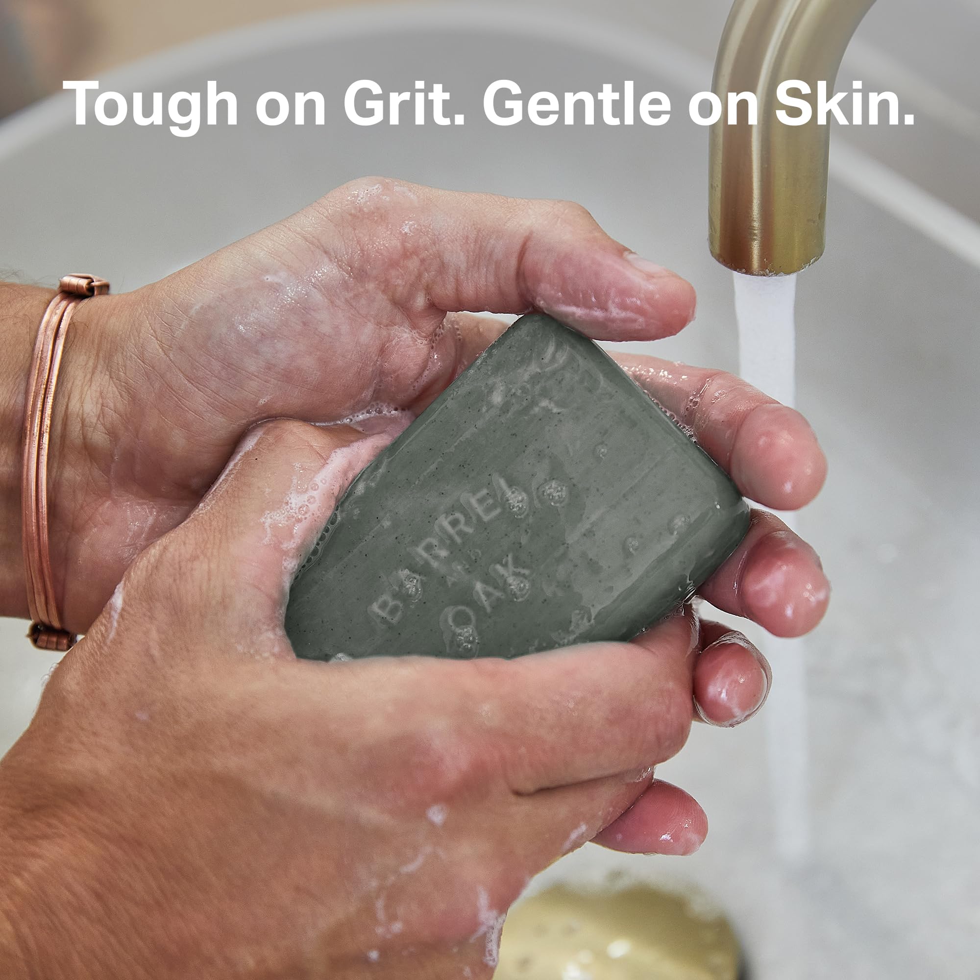 Barrel & Oak kaolin clay charcoal exfoliating soap ingredients closeup for clean pores