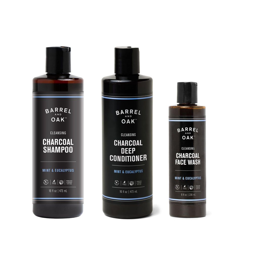 Barrel & Oak face wash charcoal mint, refreshing daily cleanse for skin care.