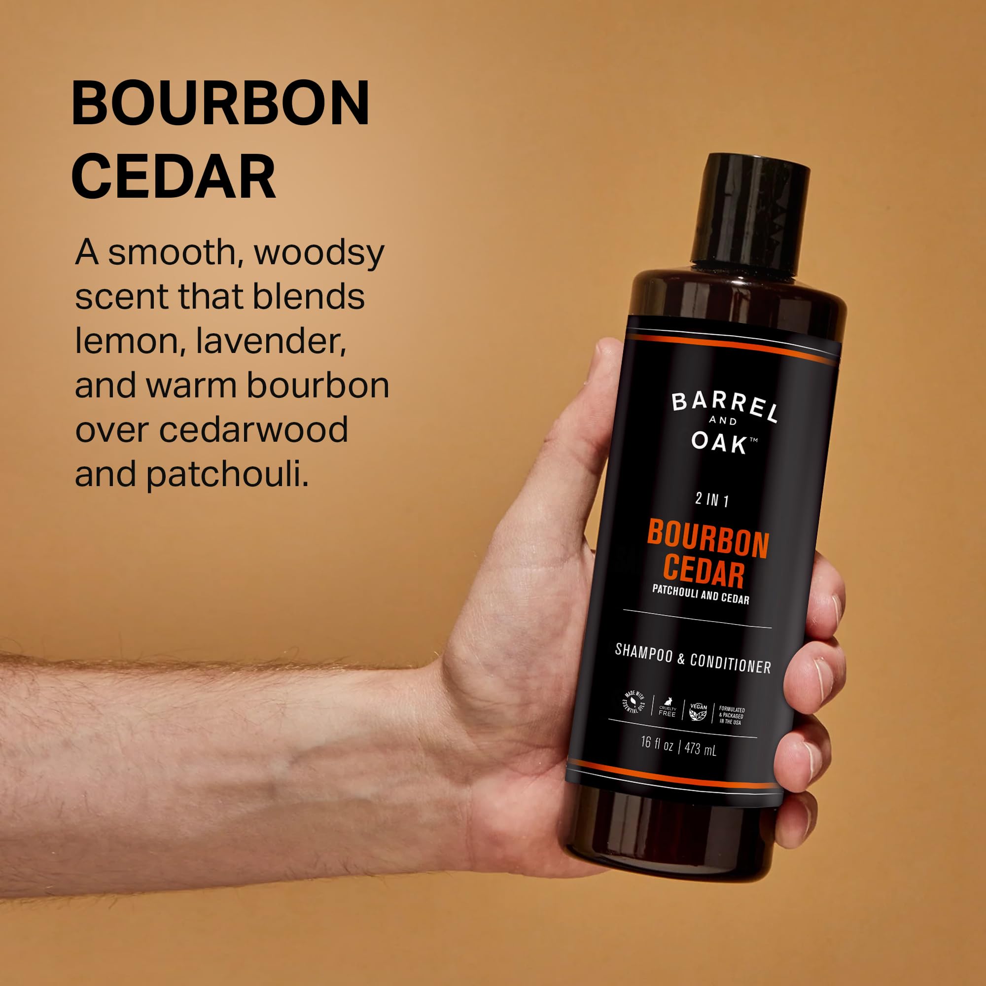 Barrel & Oak shea butter moisturizes and smooths hair.