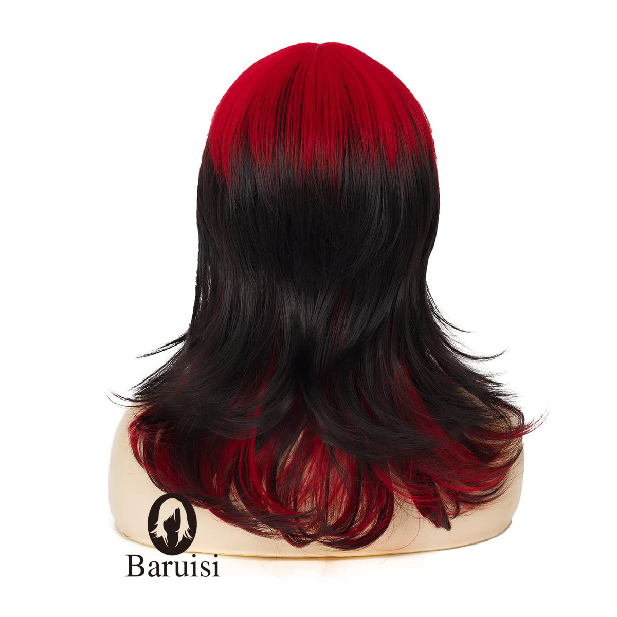 Baruisi black red wig packaging includes free wig cap.