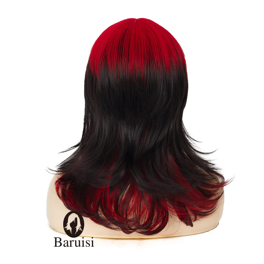 Baruisi black red wig packaging includes free wig cap.