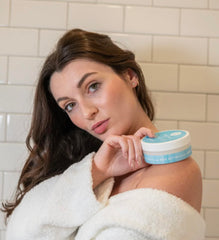 Basin Therapy Body Butter close-up highlights cocoa and shea richness for hydration.