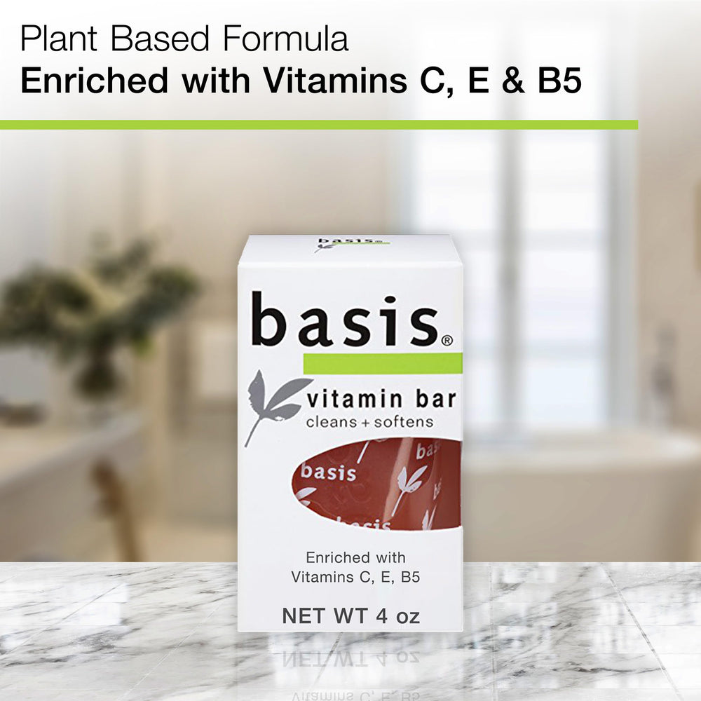 Basis Vitamin Bar Soap lather demonstrates creamy cleansing for sensitive skin.
