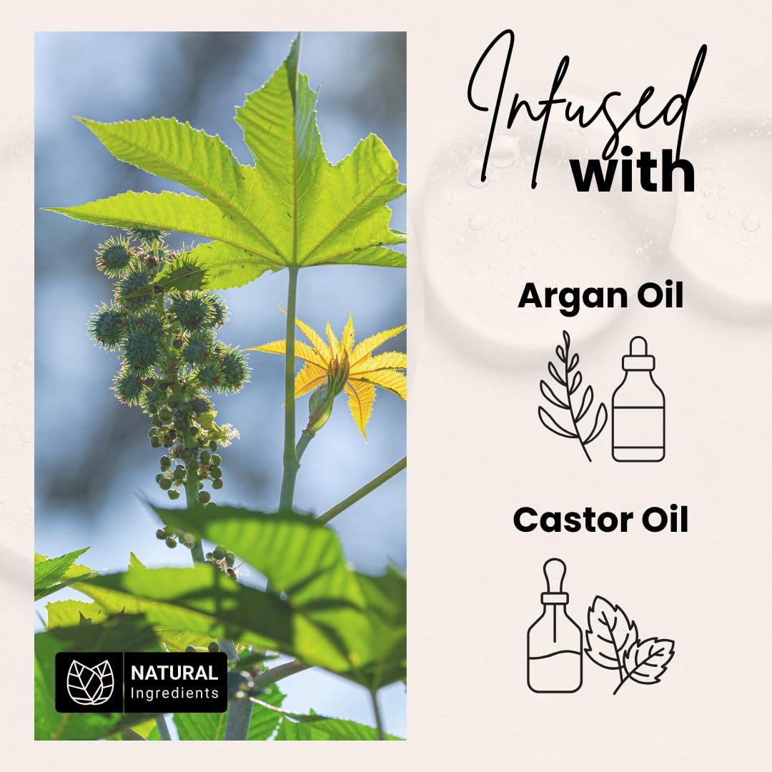 BASK & LATHER castor oil formula bottle highlighting nourishing ingredients