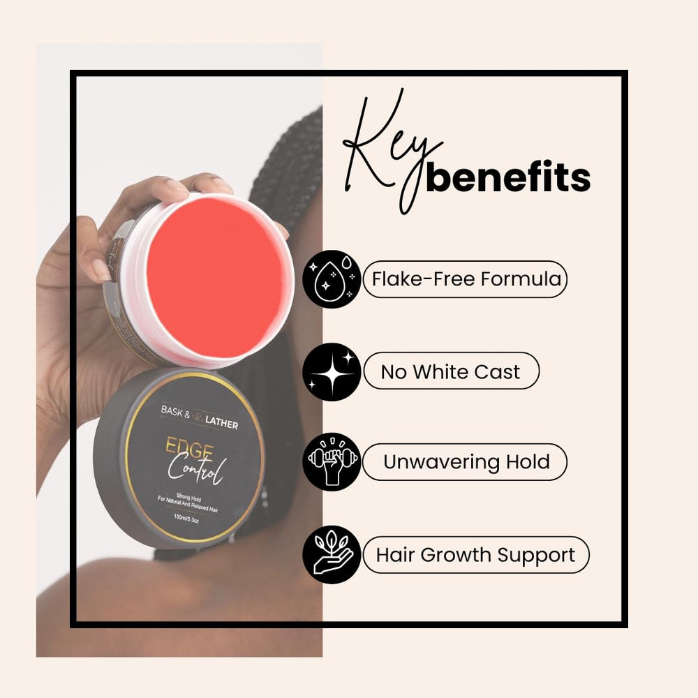 BASK & LATHER edge-control on wet hair for slick-back style