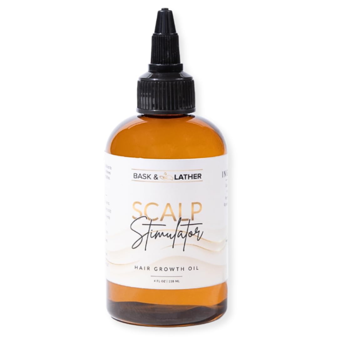 Bask and Lather scalp stimulator bottle pour for easy application