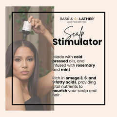 Bask & Lather ingredients label highlights natural cold-pressed oils and botanicals.