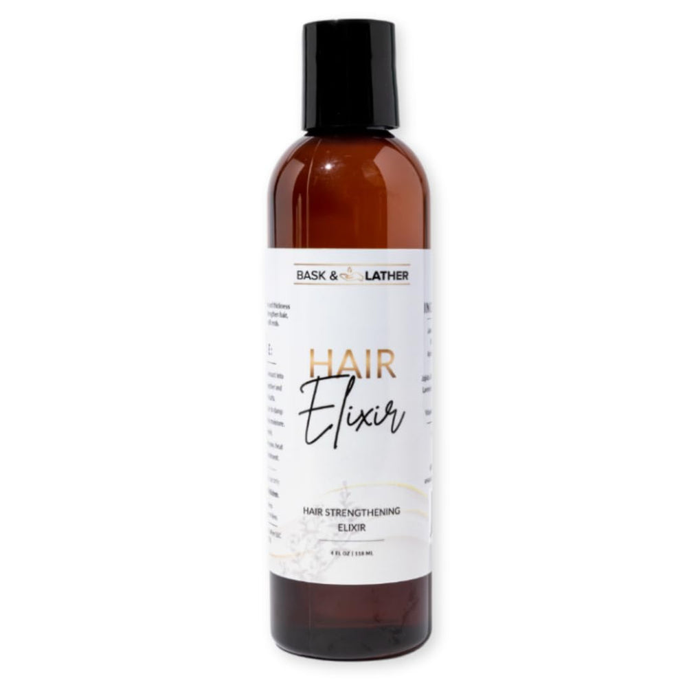 Bask & Lather Elixir bottle pour for smooth, easy application