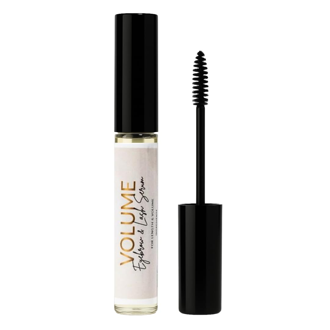 Bask & Lather lash serum bottle pour demonstrates easy nightly application for lashes.