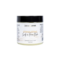 Bask & Lather Stimulating Scalp Balm jar, rich texture for scalp nourishment