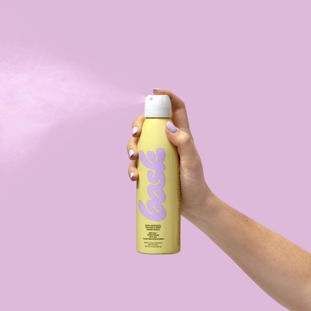 Face and body protection with Bask SPF 50 spray