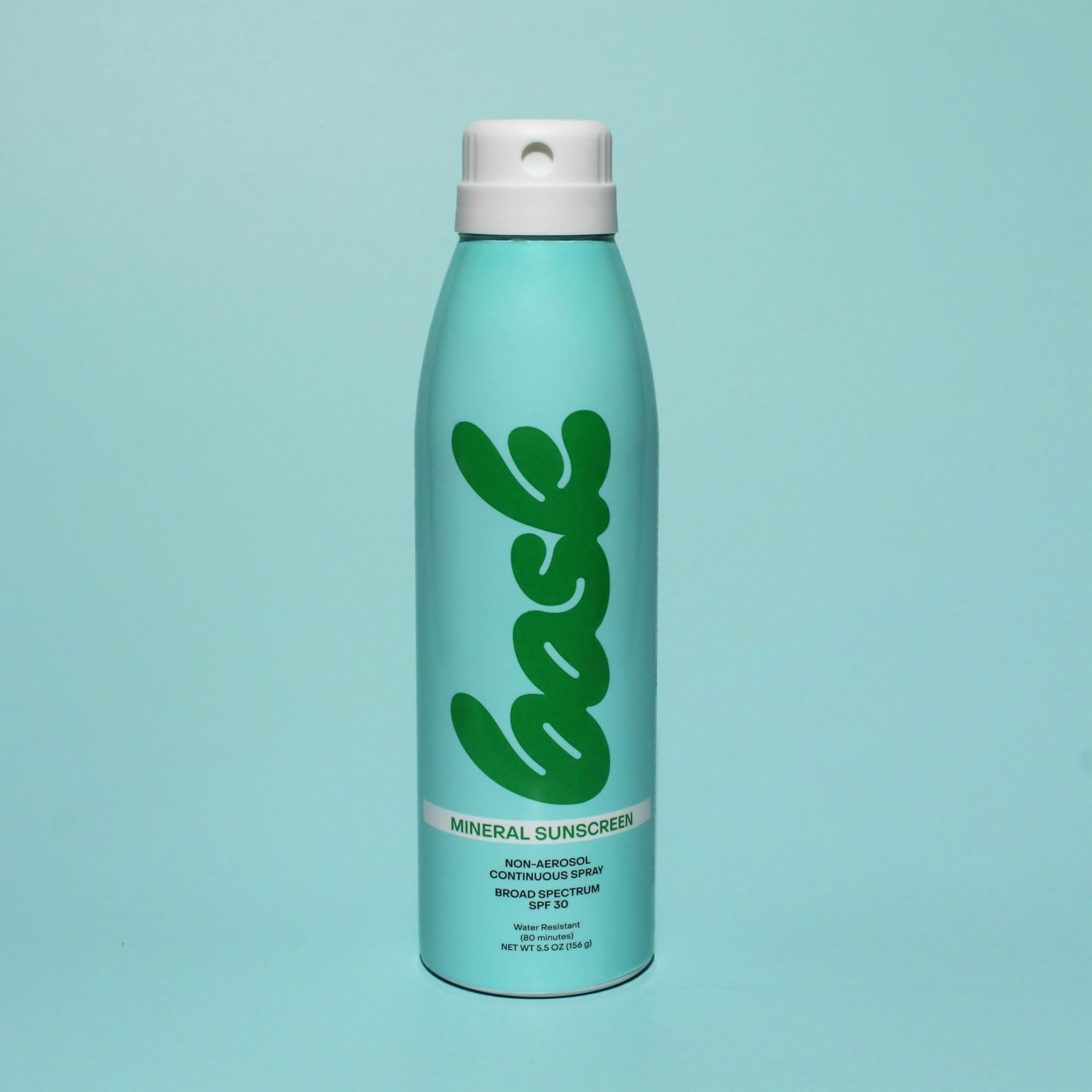 Bask Suncare non-aerosol spray bottle designed for convenient, even application.