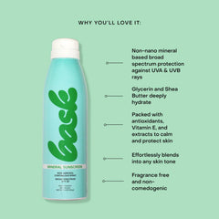 Bask Suncare reef-safe mineral sunscreen blends smoothly without white cast.