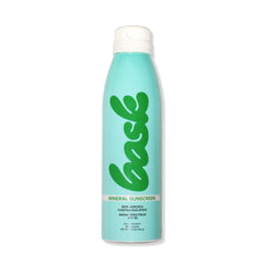 Bask Suncare SPF 30 mineral spray bottle delivering fragrance-free sun protection for all-day coverage.