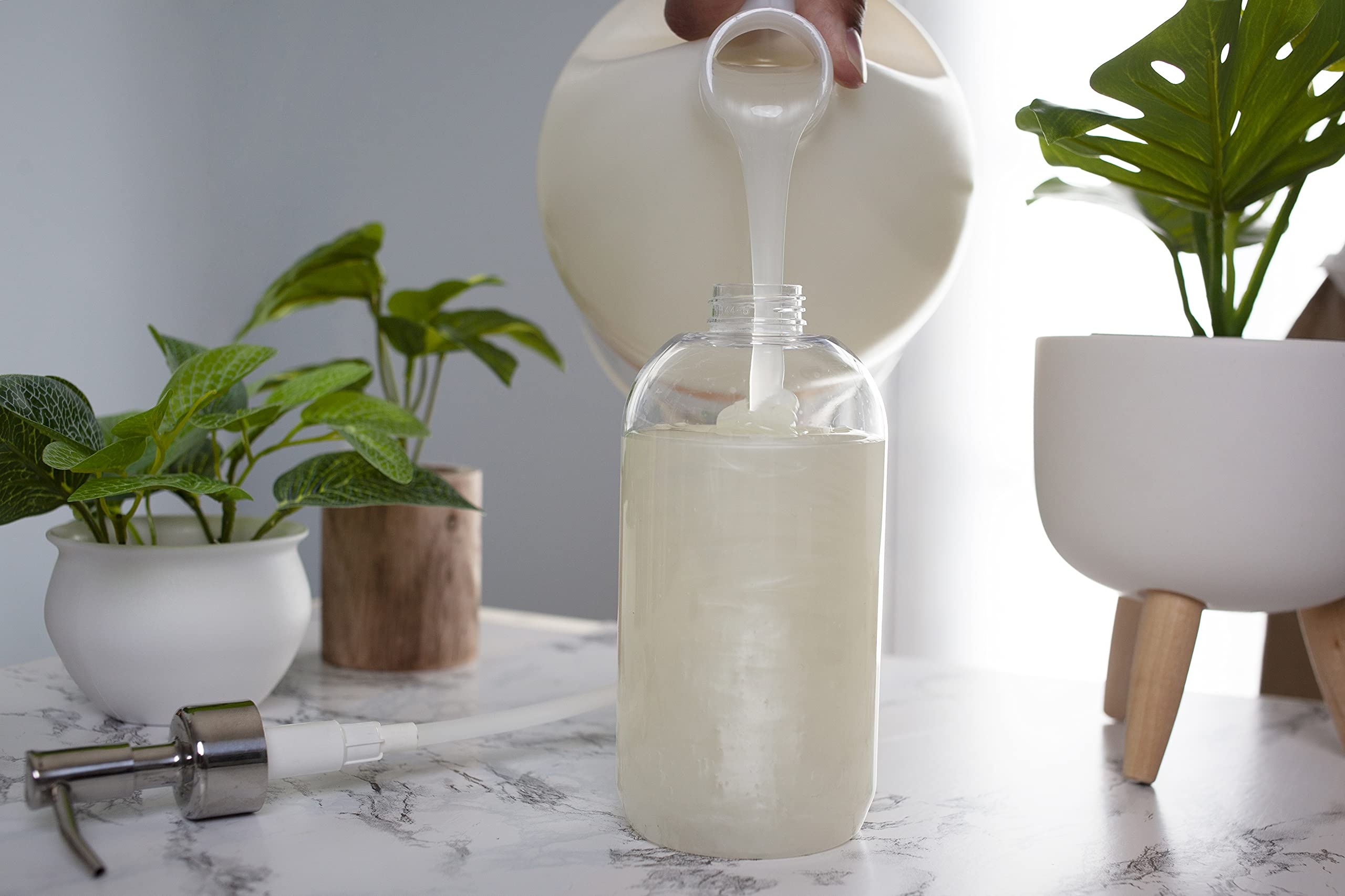 Pump dispenser with Bastion soap in Pina Colada scent.