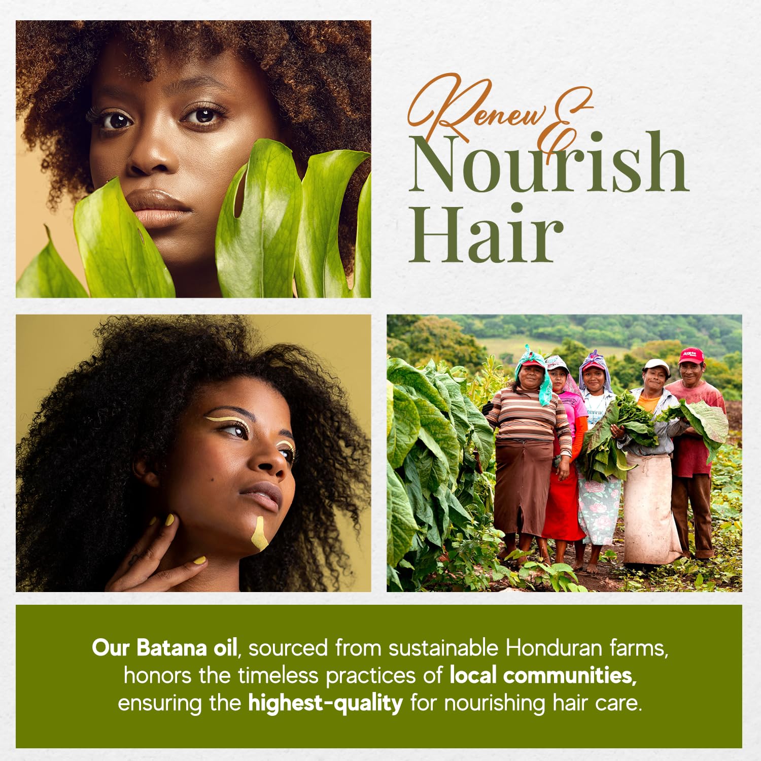 Hair ends treated with BatanaCo oil after washing for smoother shine.