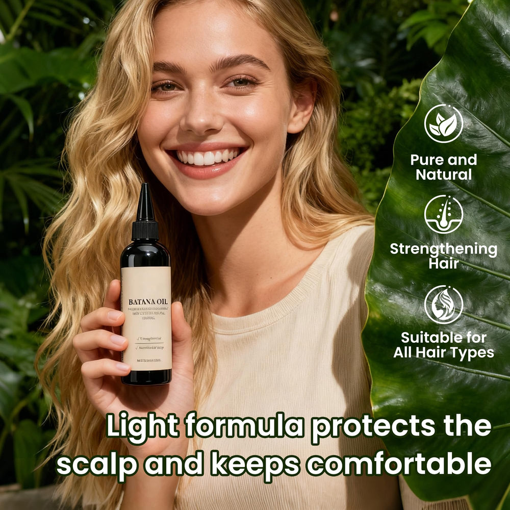 Batana Oil being applied to wet hair for moisture and manageability.