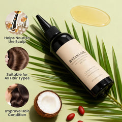 Batana Oil applied to the scalp to support hydration and balance.