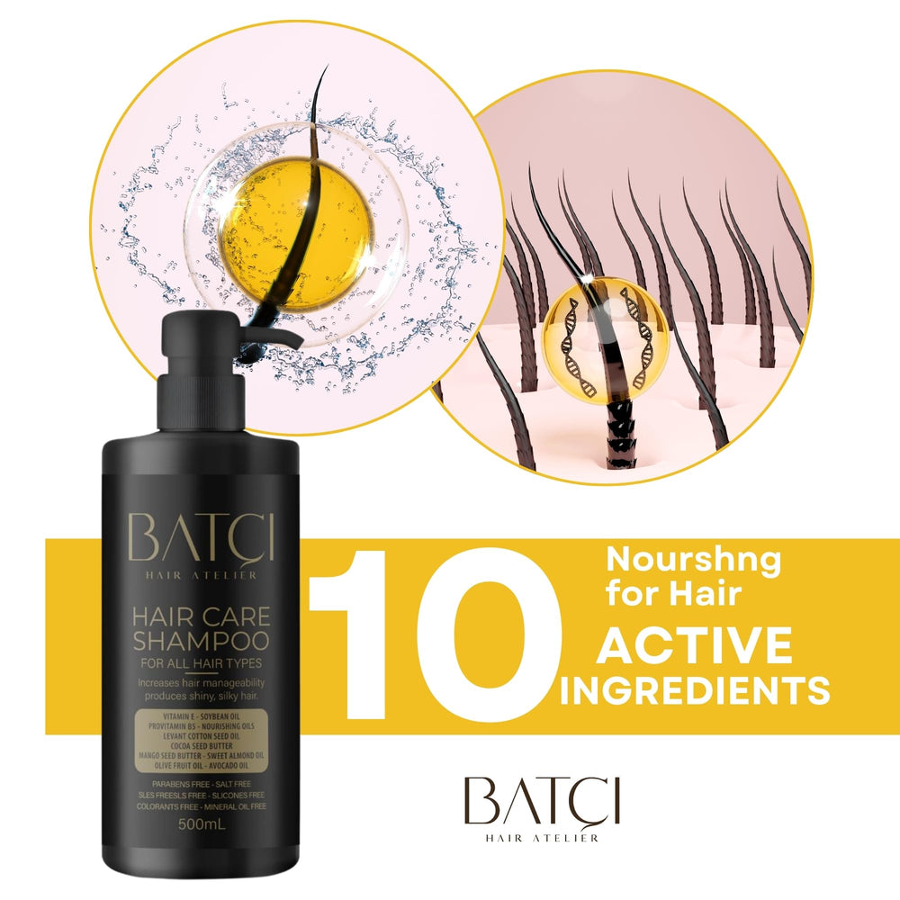 BATCI Hair Atelier Provitamin Shampoo hair texture close-up showing shine and softness.