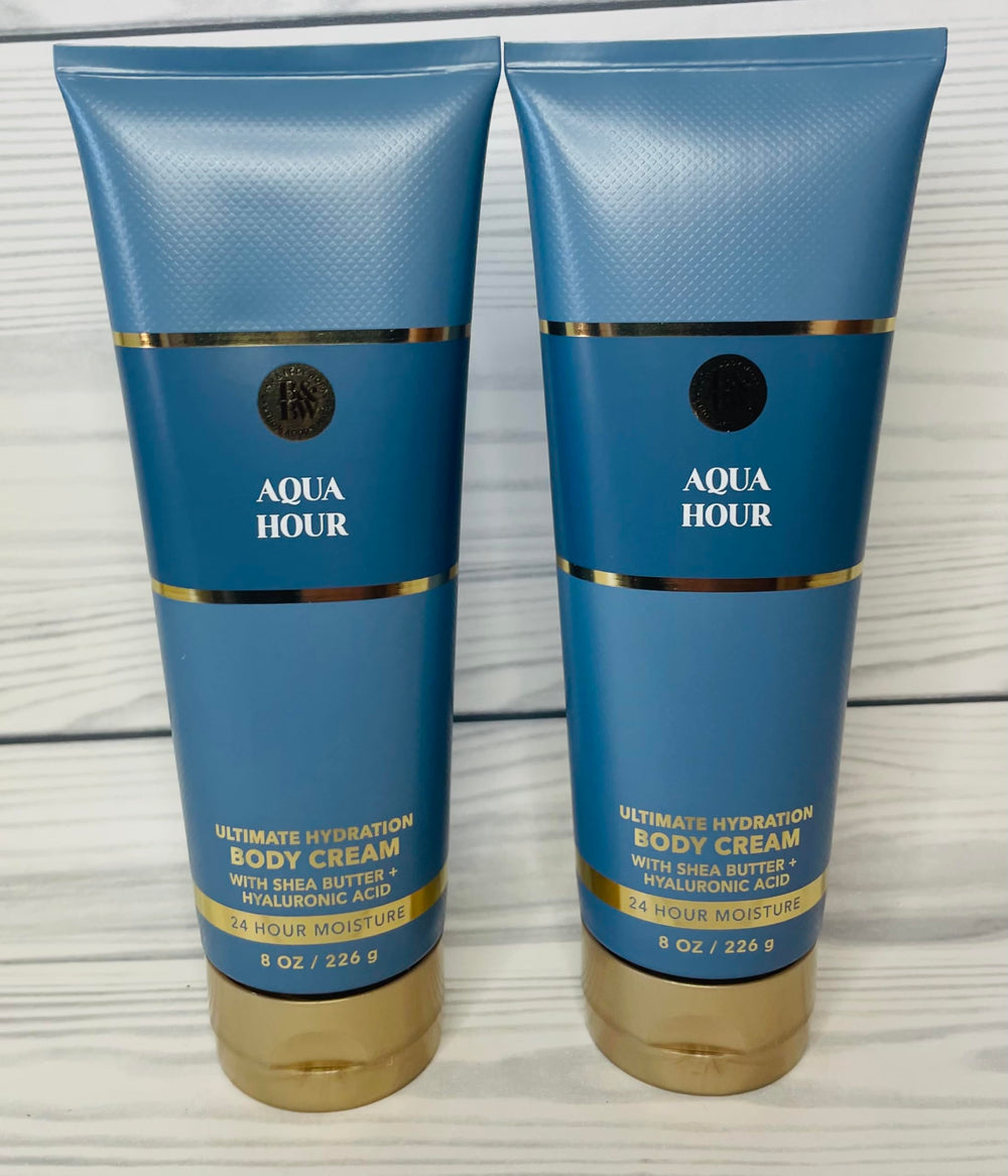 Bath & Body Works Aqua Hour 2-pack packaging shows a sea-inspired scent