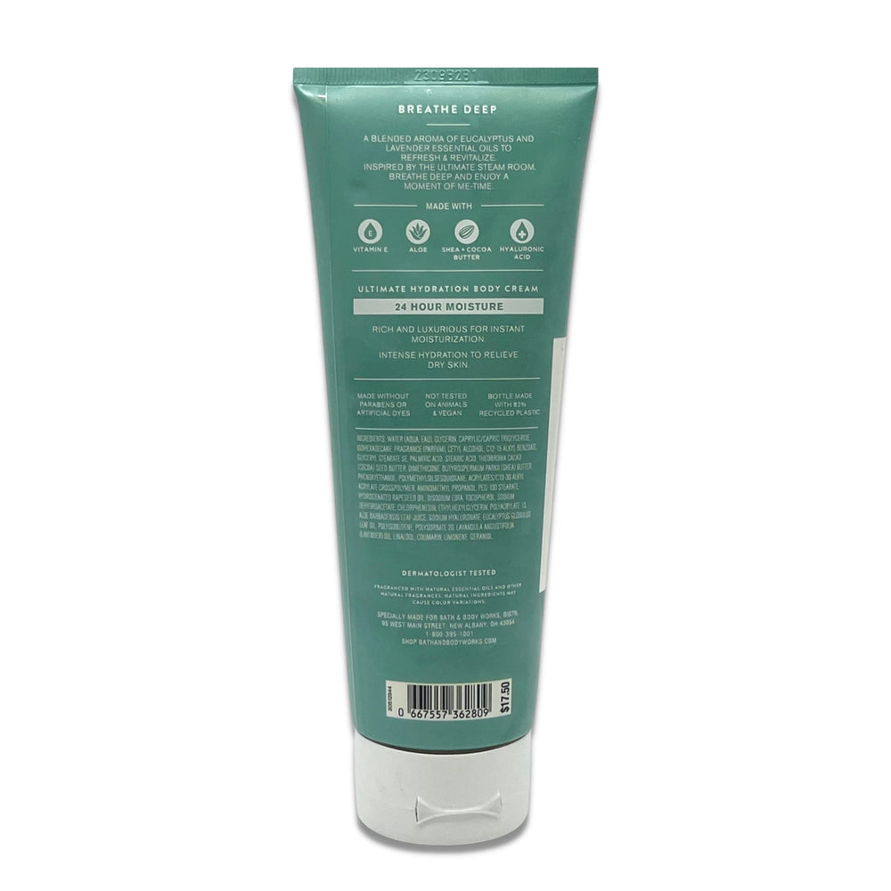 Bath & Body Works Aromatherapy Breathe Deep used after shower to seal moisture.