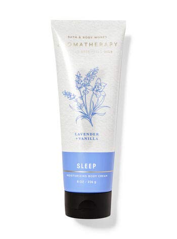 Bath & Body Works lavender vanilla cream tubes close-up for soothing hydration.