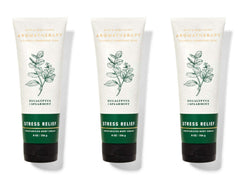 Bath and Body Works Aromatherapy Stress Relief Eucalyptus Spearmint body cream 3-pack, soothing aroma promotes relaxation and hydration.