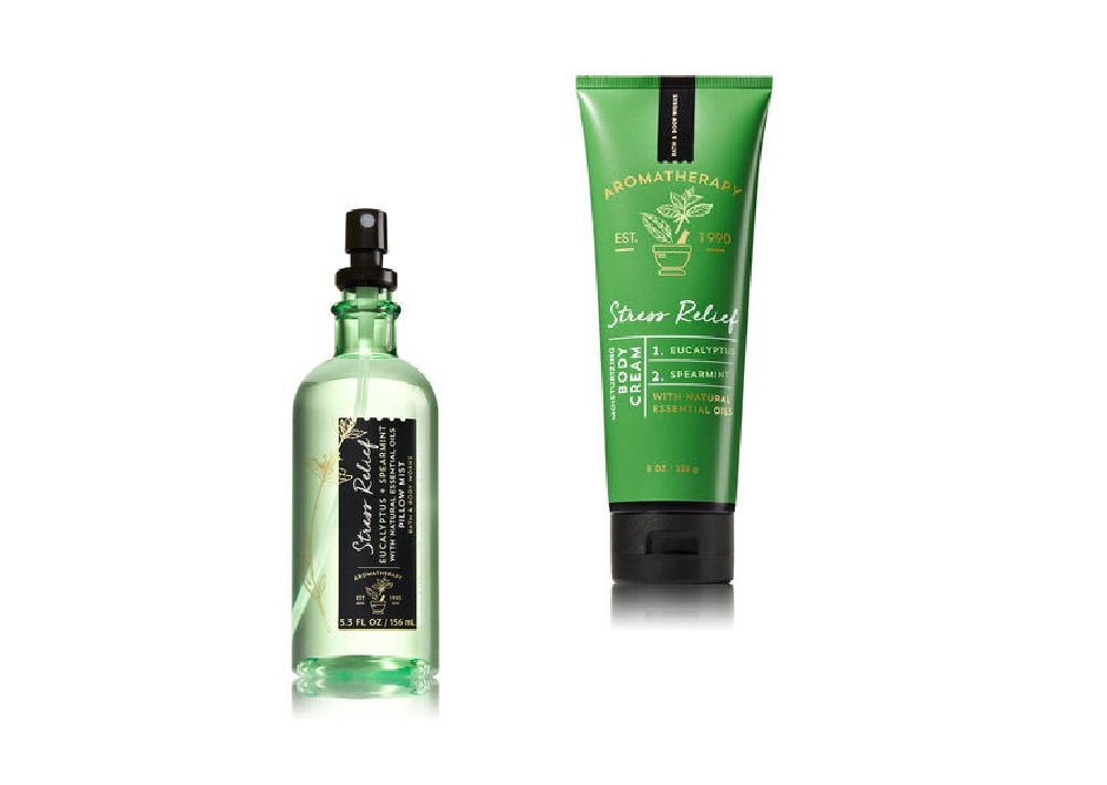 Bath and Body Works Aromatherapy pillow mist with eucalyptus and spearmint for relaxing nights.