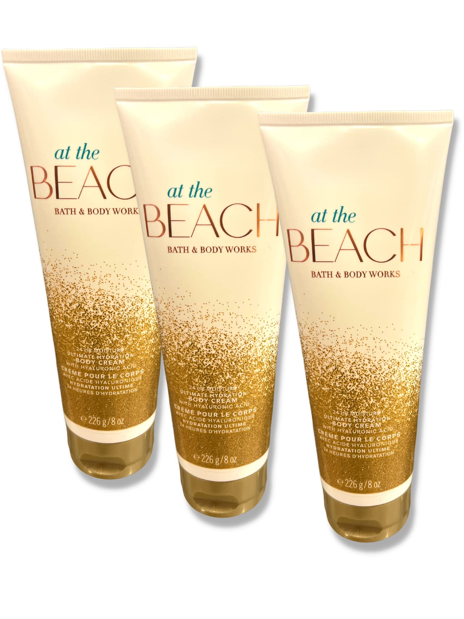 Bath & Body Works At the Beach 3-pack body cream tubes displayed for daily hydration