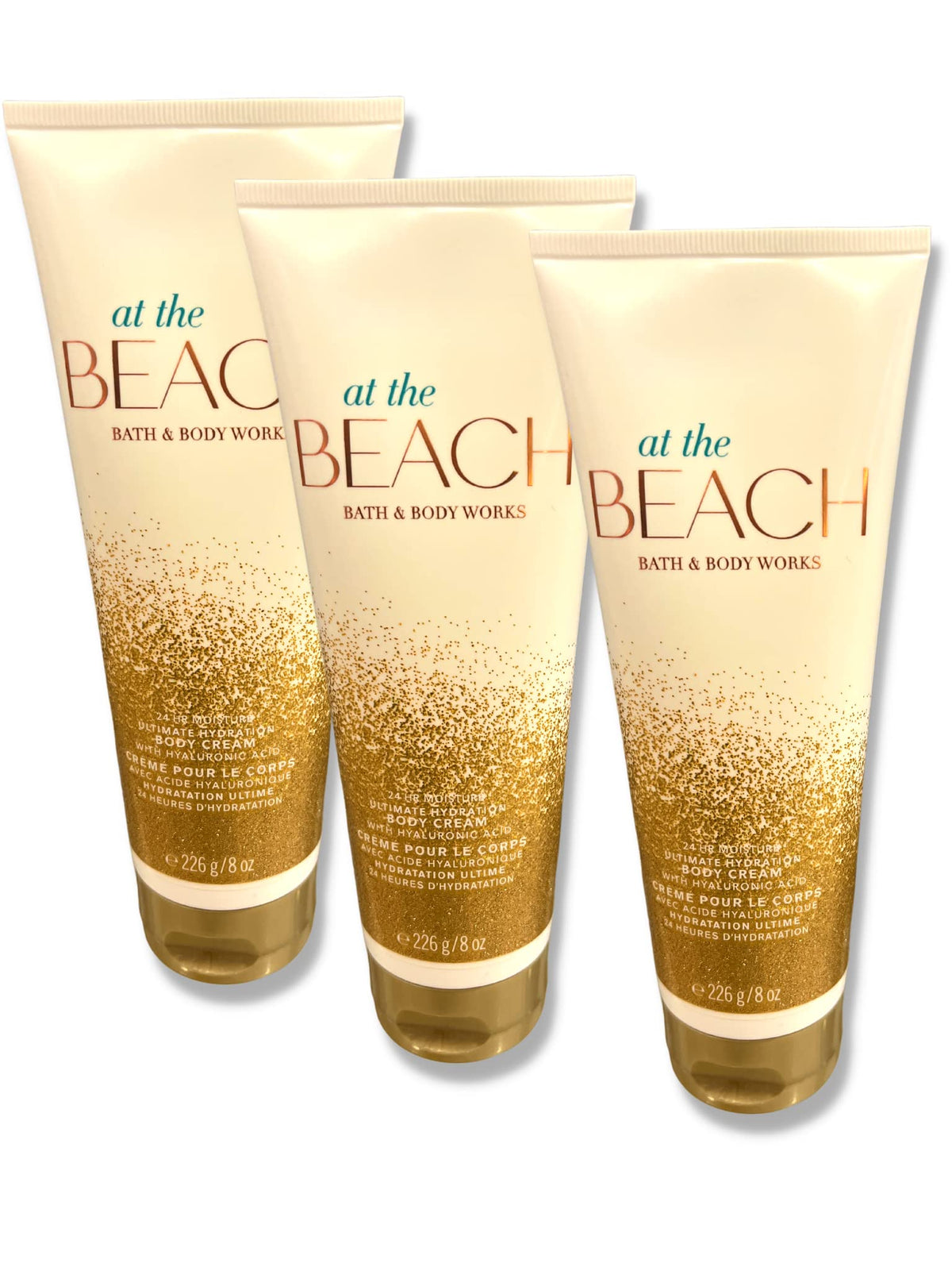 Bath & Body Works At the Beach 3-pack body cream tubes displayed for daily hydration