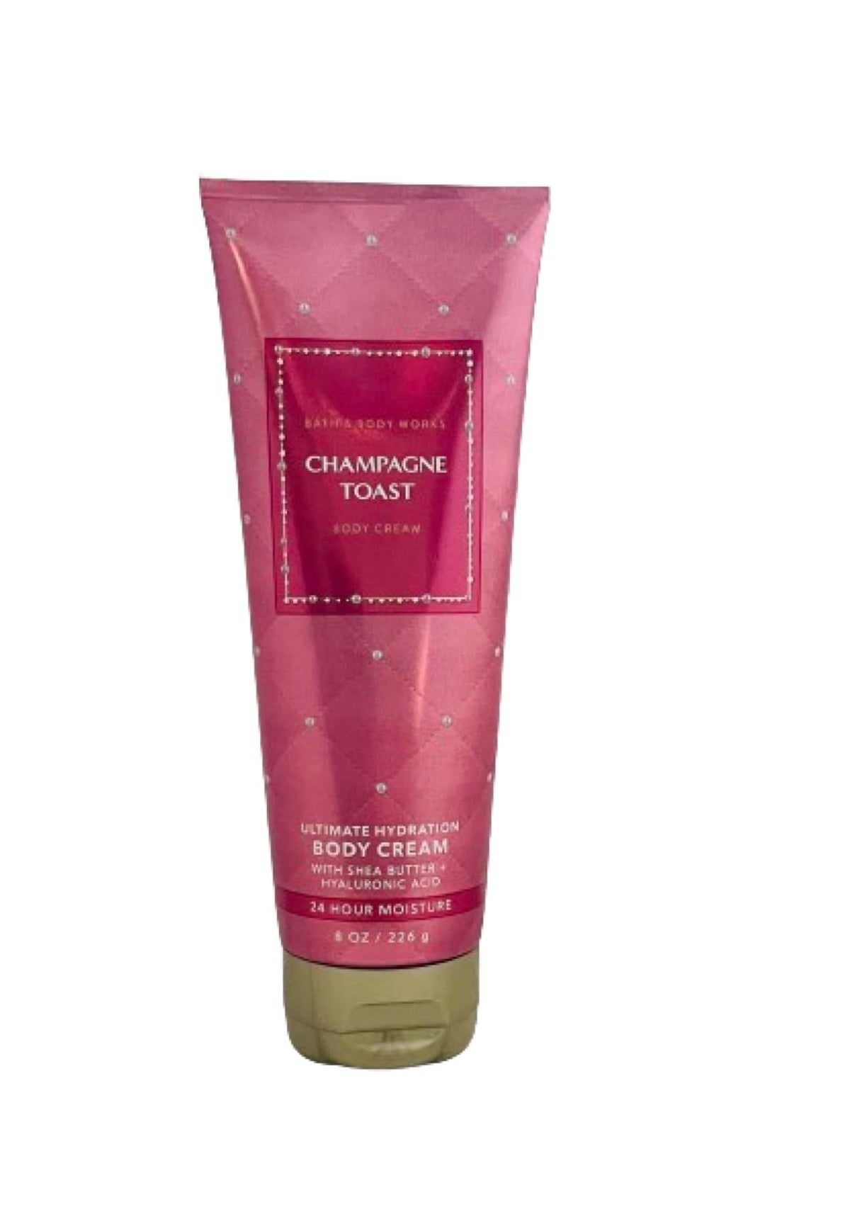 Bath and Body Works Champagne Toast bottle showing luxurious hydration and fragrance