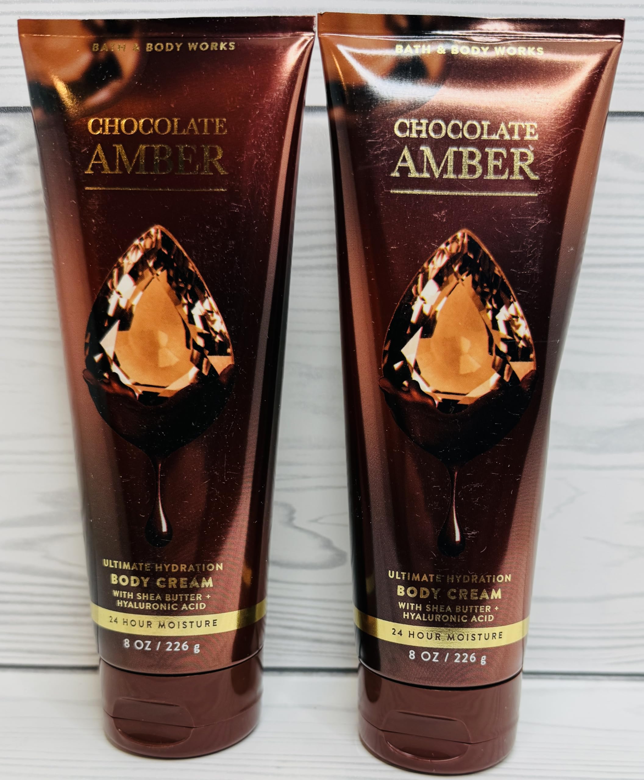 Bath & Body Works Chocolate Amber Ultimate Hydration texture closeup shows rich, velvety formula for smooth skin