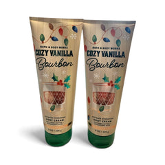 Bath & Body Works Cozy Vanilla Bourbon body cream bottle for smooth, hydrated skin.