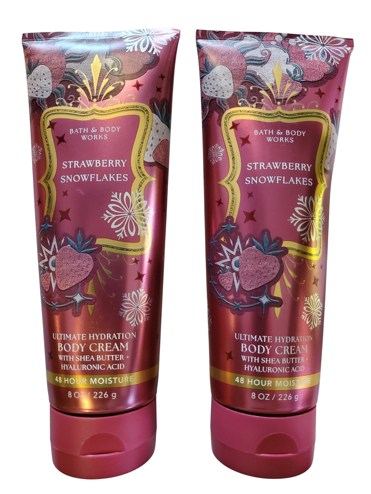 Bath & Body Works Crème Corps Hydratante Ultime Fraises des Neiges – bouteille, hydratation longue durée