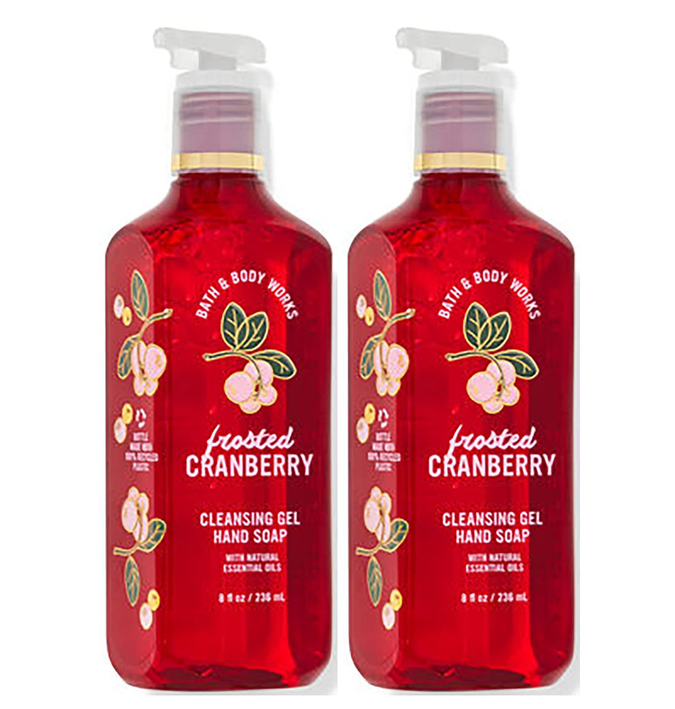 Bath and Body Works Deep Cleansing Gel Hand Soap Frosted Cranberry two-pack bottle for daily hand washing.