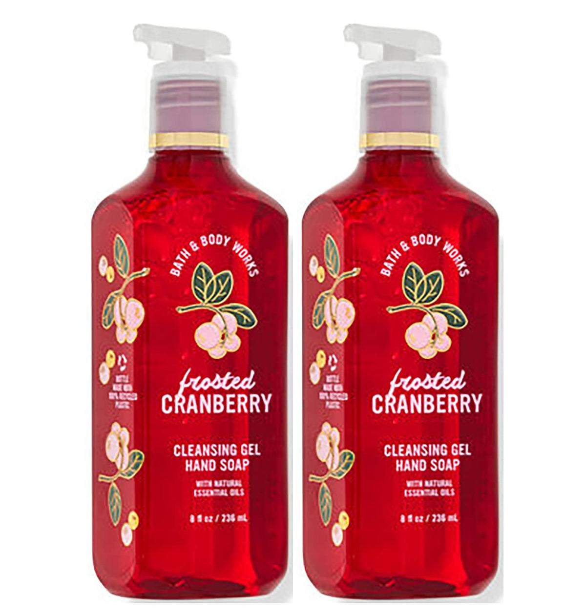 Bath and Body Works Deep Cleansing Gel Hand Soap Frosted Cranberry two-pack bottle for daily hand washing.