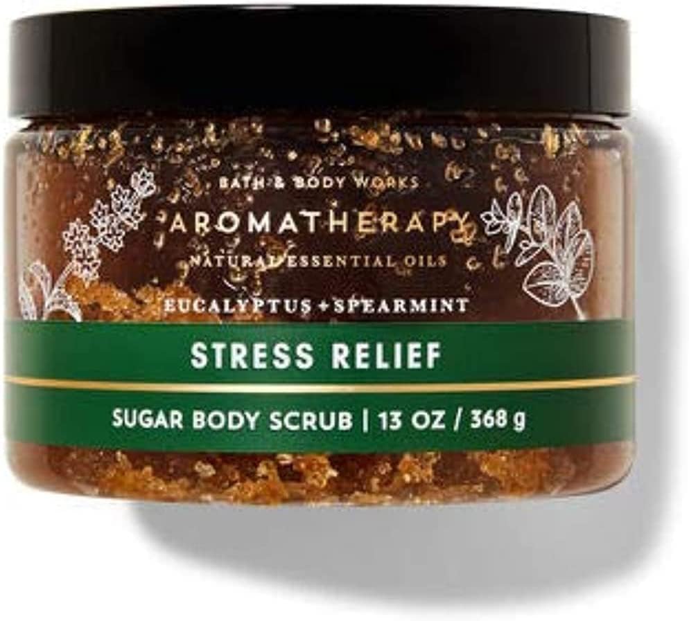 Close-up texture of Bath & Body Works scrub reveals gentle sugar grains for cleansing.