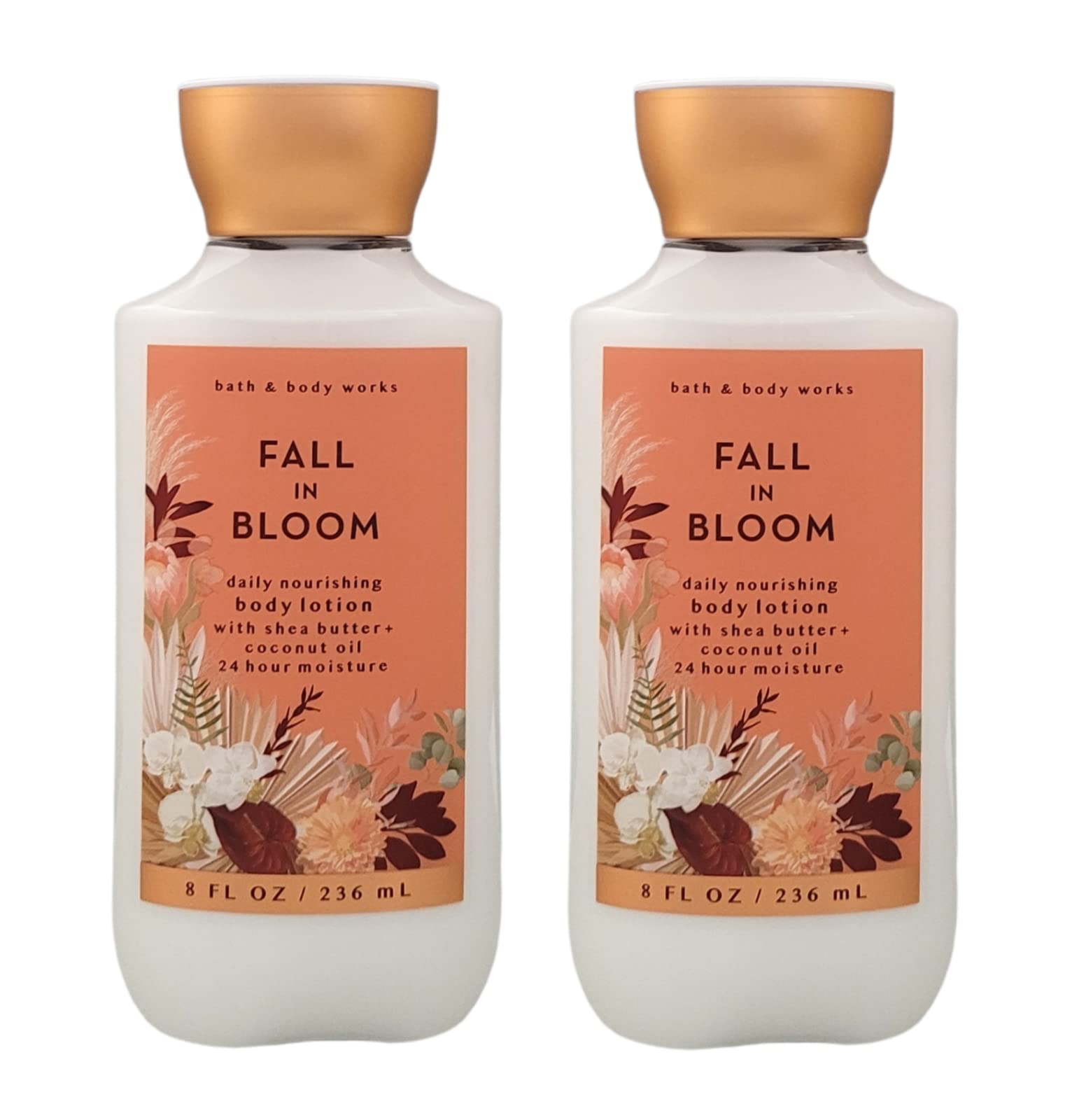 Bath and Body Works Fall In Bloom lotion set with two 8 oz bottles for daily hydration.