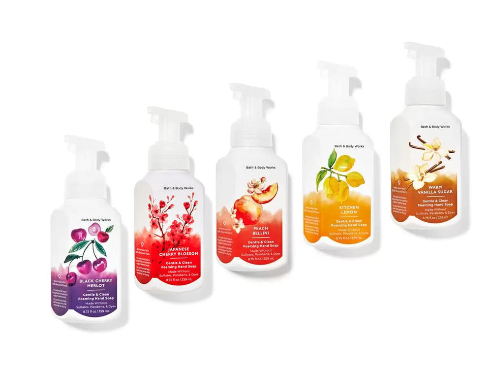 Bath & Body Works product scene highlights multiple bottles in a refreshed display.