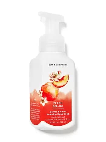 Bath & Body Works Peach Bellini bottle with juicy fruit aroma enhances hand wash.
