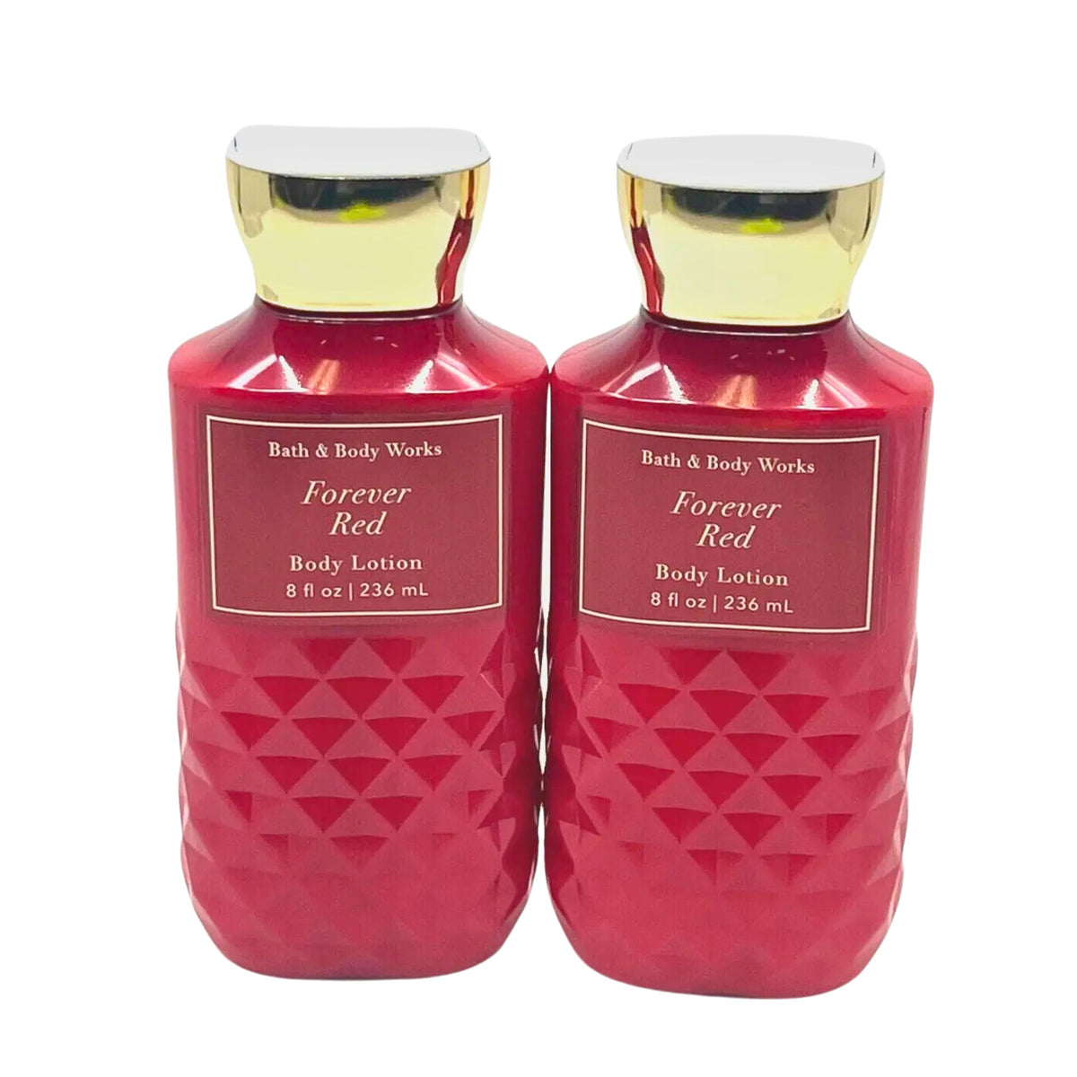 Bath and Body Works Forever Red lotion bottle, 8 oz, deeply hydrating for daily use.
