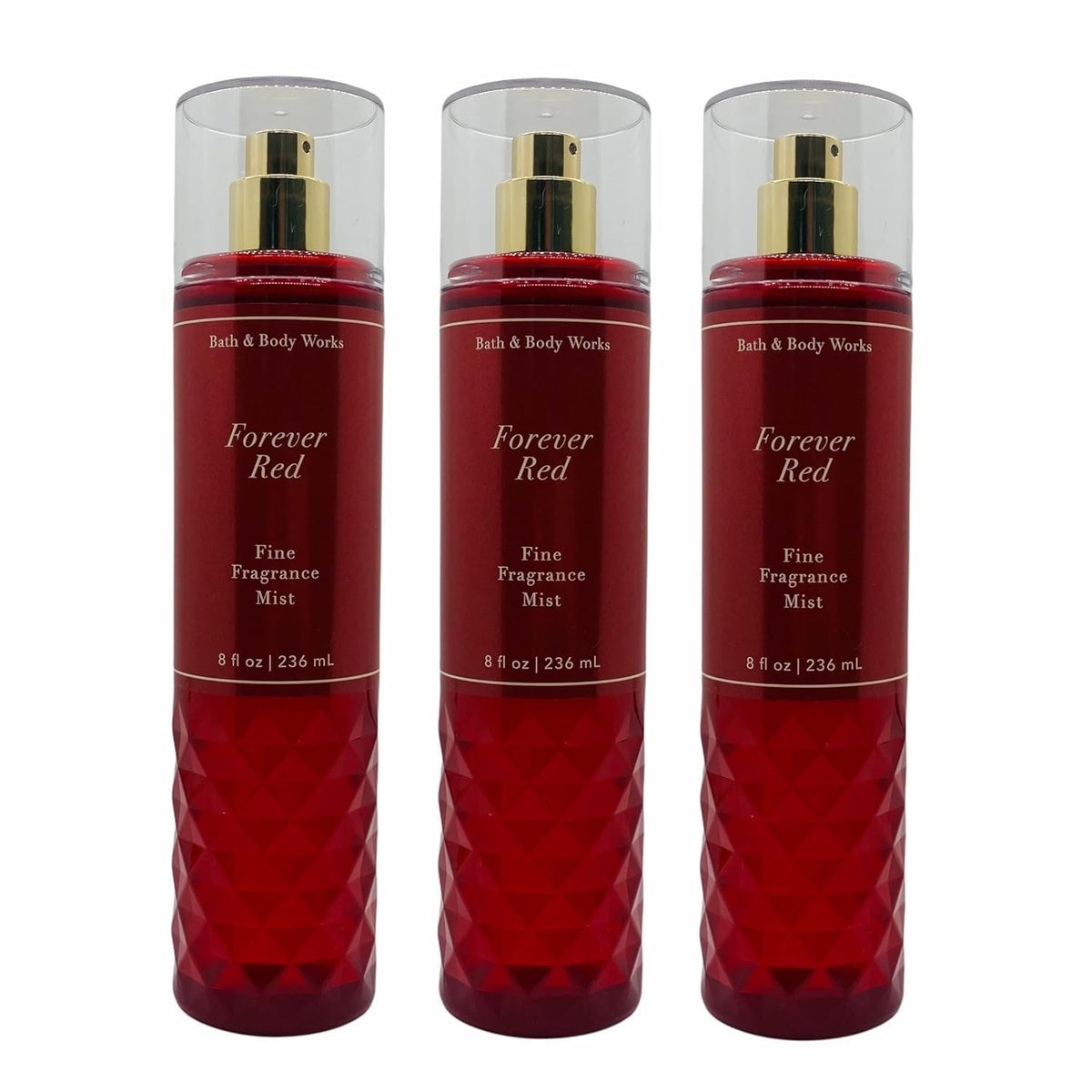 Bath & Body Works Forever Red bottle with sprayer for long-lasting fragrance.
