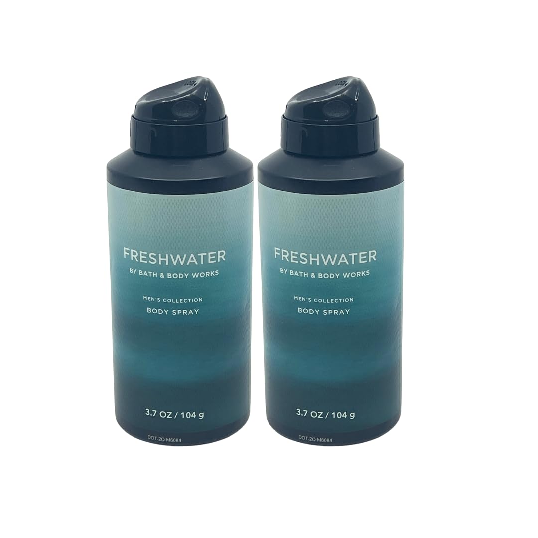 Bath and Body Works Freshwater two-pack deodorizing spray for men offers convenient daily freshness.